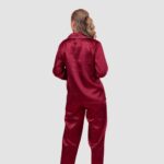 maroon satin night suit back view for women silk pajama set Pakistan