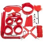 Red BDSM Kit in Pakistan with 10 matching bondage accessories