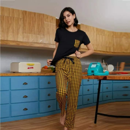 2 Pcs Polka Dot Pocket Night Dress Set For Ladies In Pakistan - bisawears.com