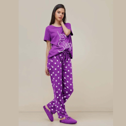 2 Pcs Purple Love Sleepwear Set for Ladies In Pakistan - bisawears.com