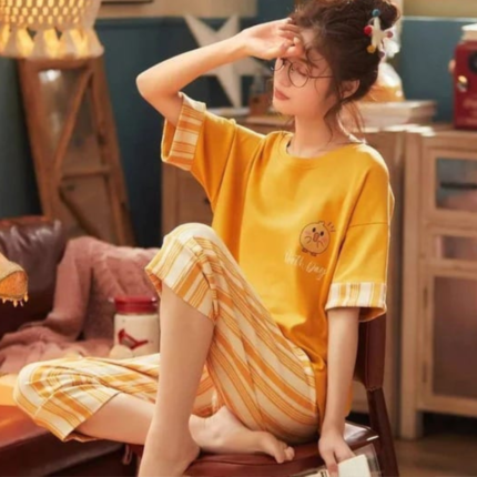 2 Pcs Cute Printed Night Dress for Women - Shirt & Trouser In Pakistan - Bisawears.com