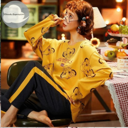 2 Pcs Cute Tiger Printed Night Suit for Women - Full Sleeves in pakistan by bisawears.com