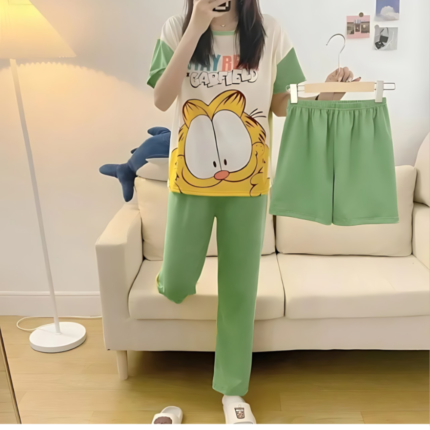 3 Pcs Printed Pajama Set for Girls – Half Sleeves Nightwear in pakistan by bisawears.com