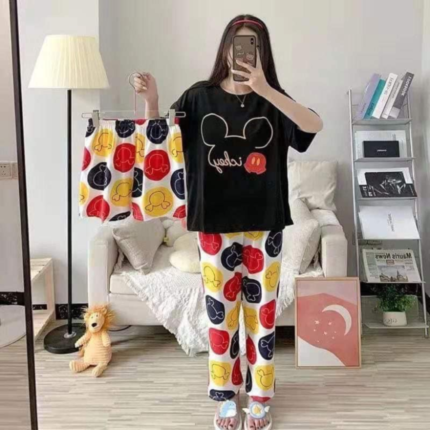 3 Pcs Night Suit for Women – Half Sleeves & Printed Suit in pakistan by bisawears.com
