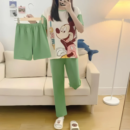 3 Pcs Mickey Mouse Pajama Set for Women In Pakistan by bisawears.com
