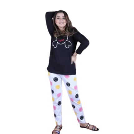 2 Pcs Women’s Black Polka Dot Dress For Girls In Pakistan by nightydress.com