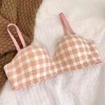 peach check bra panty set for women soft comfortable innerwear Pakistan