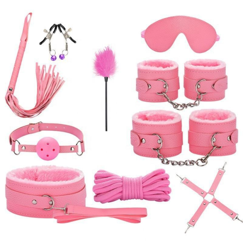 10 PCS Pink BDSM Kit in Pakistan with bondage accessories