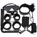 10 PCS Black BDSM Kit in Pakistan with cuffs collar rope blindfold and accessories