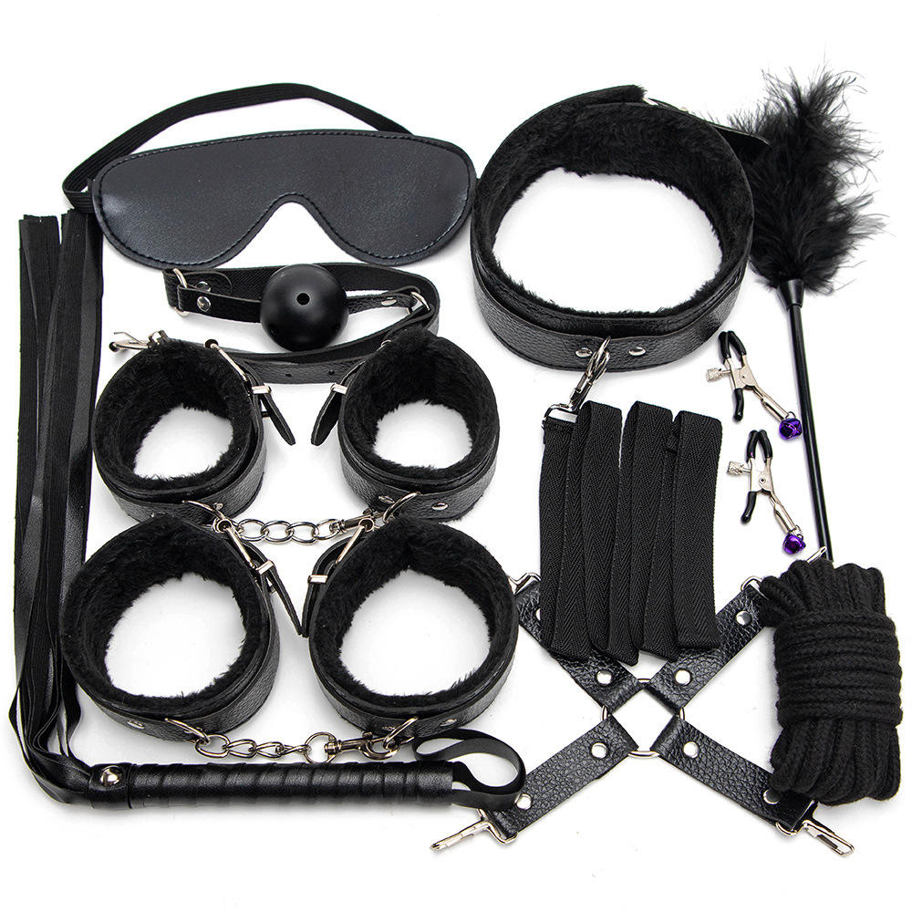10 PCS Black BDSM Kit in Pakistan 10 PCS Black BDSM Kit in Pakistan with cuffs collar rope blindfold and accessories