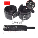 Black handcuffs accessory included in 10 PCS Black BDSM Kit in Pakistan