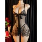 Black Lace Babydoll Nighty Real Fit Display on Mannequin